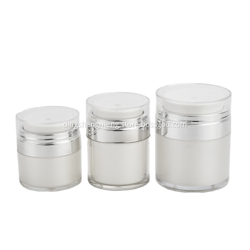 Acrylic White And Silver Cosmetic Cream Airless Jar